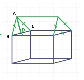 The prism-shaped roof has equilateral triangular bases. Create an equation that models-example-1