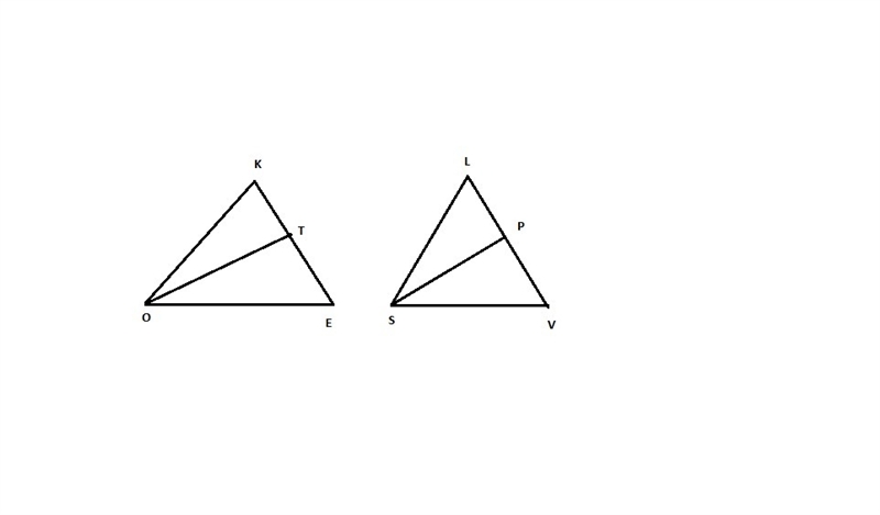 Given: △KOE∼△LSV, OT and SP are angle bisectors Prove: OT/TE = SP/PV-example-1