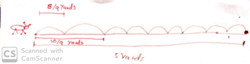 A grasshopper covered a distance of 5 yards in 9 equal hops. How many yards did the-example-1