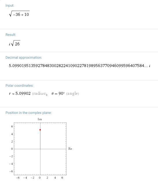 What is the complex number V-36 + 10?-example-1