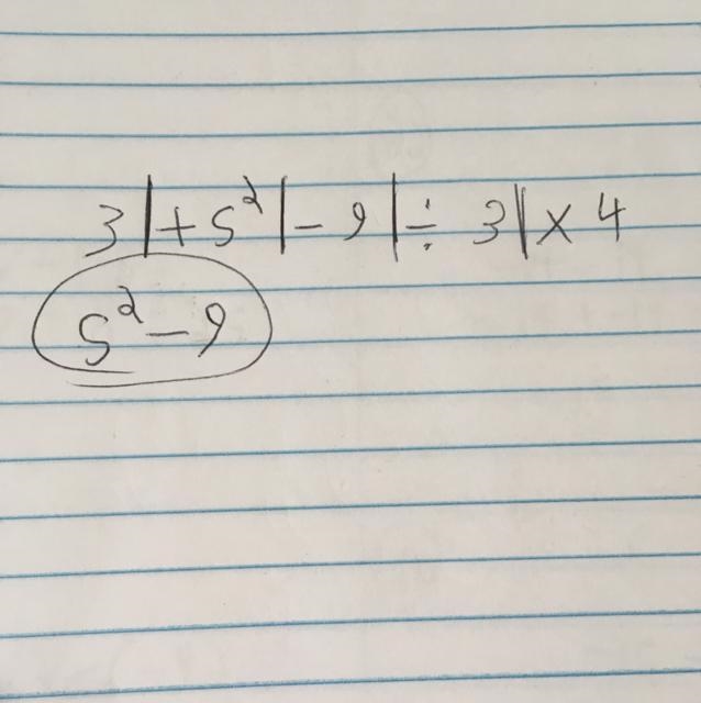 Simplify the expression show all of your work 3+5 squared -9÷3×4= Please help-example-1