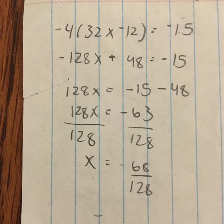 What is the correct use of the Distributive Property of −4(32x−12)=−15-example-1