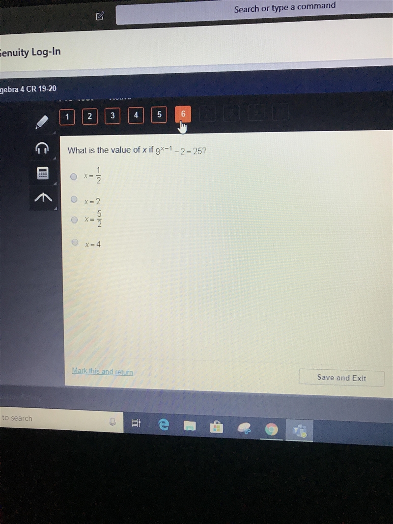 What is the value of x if g^x-1-2= 25?-example-1