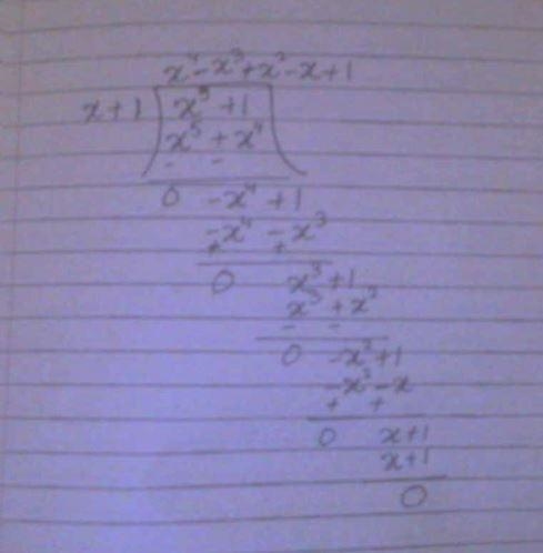 5. Which polynomial is equal to (x5 + 1) divided by (x + 1)? A X – X3 -- x² - x + 1 B-example-1