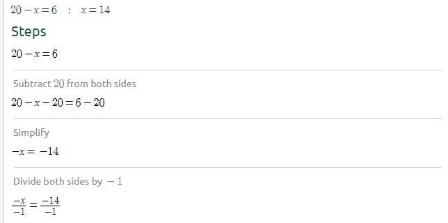 20-x=6. Explain how you would solve the equation-example-1