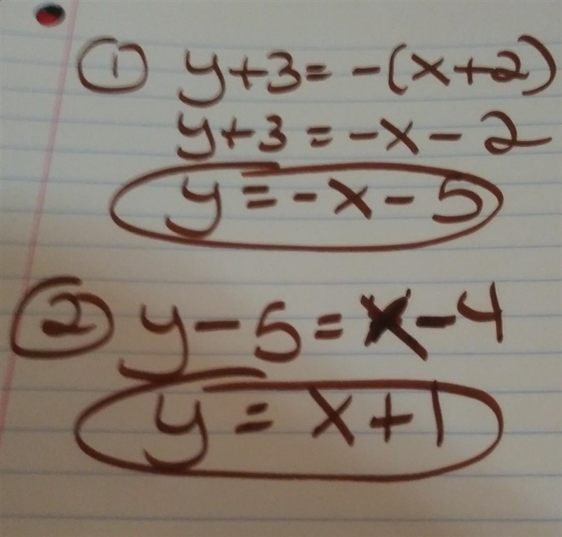 Write the slope-intercept form of the equation of the line through the given point-example-1