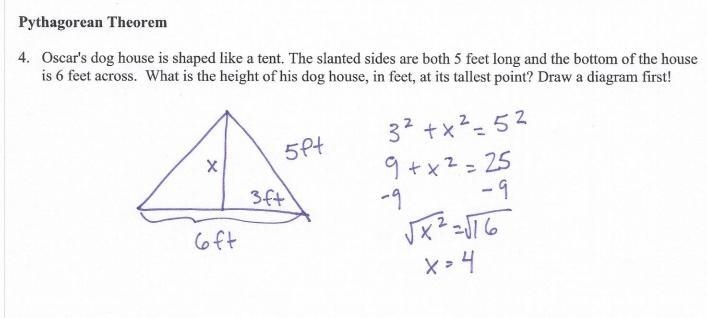 9. Oscar's dog house is shaped like a tent. The slanted sides are both 5 feet long-example-1