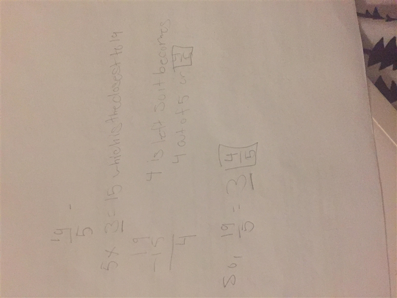 Rewrite the improper fractions as mixed numbers. 1. 19/5. 2. 38/6. 3. 73/8 please-example-2