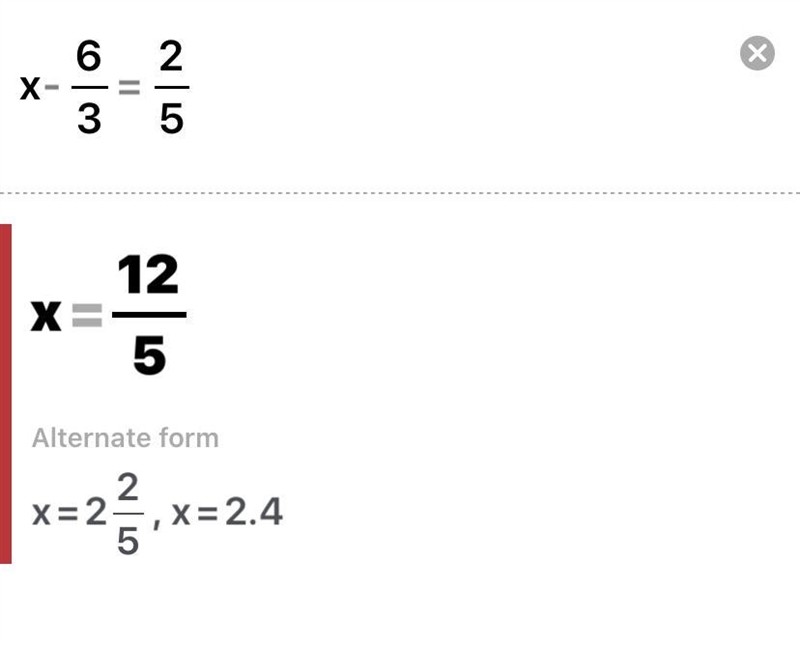 X-6/3= 2/5 What is the value of x in the equation above?-example-1