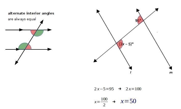 . Find the value of x for which ℓ ∥ m. 45 95 90 50-example-1