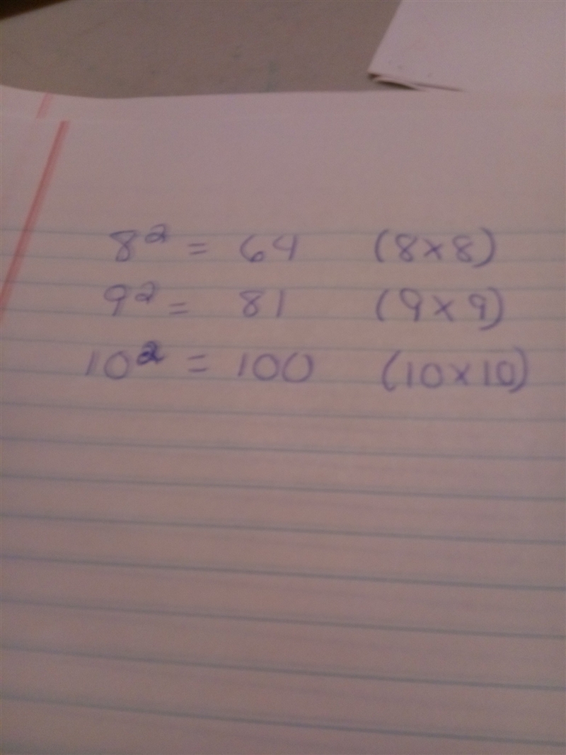 The perfect squares between 61 and 102.-example-1