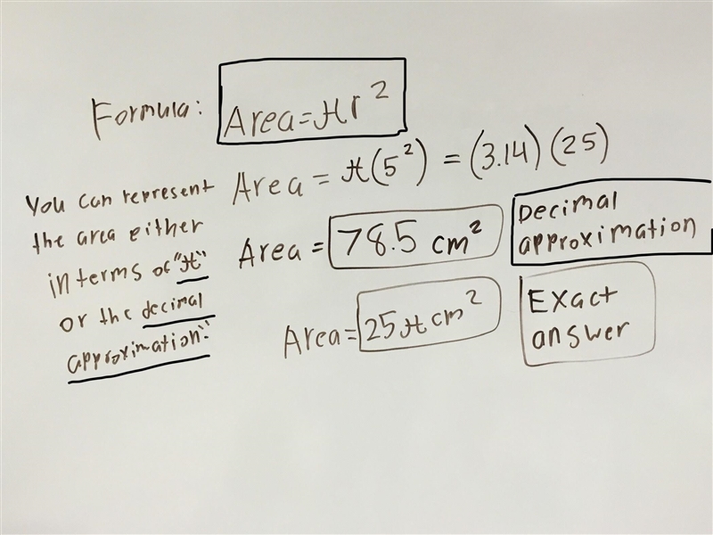 The circle above has a radius of 5 cm. What is the area of the circle-example-1