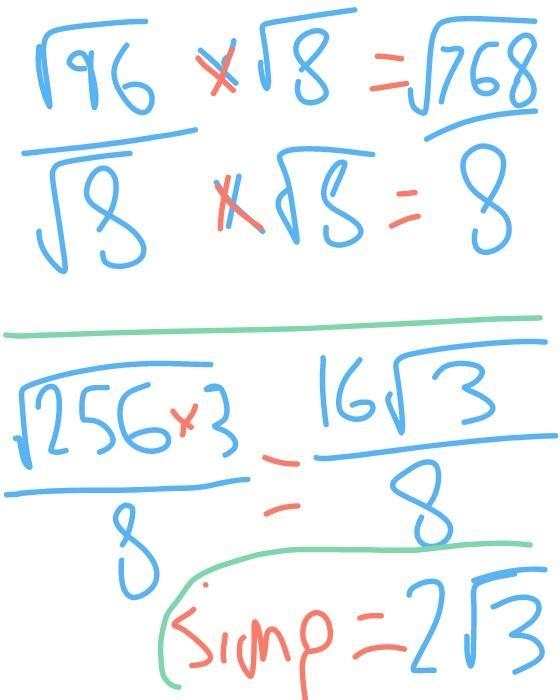 What is the following quotient? Sqrt 96/ Sqrt 8-example-1