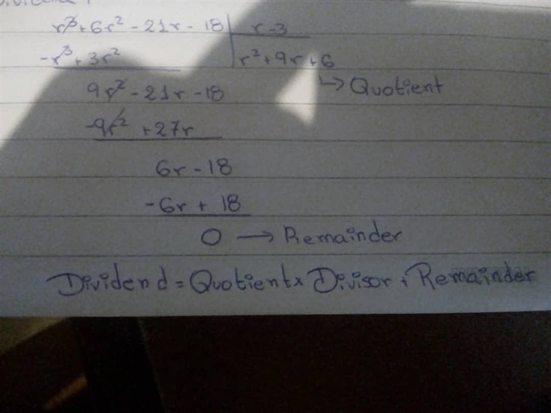 (r^3+6r^2-21r-18) ÷ (r-3) Show in Synthetic Division-example-1