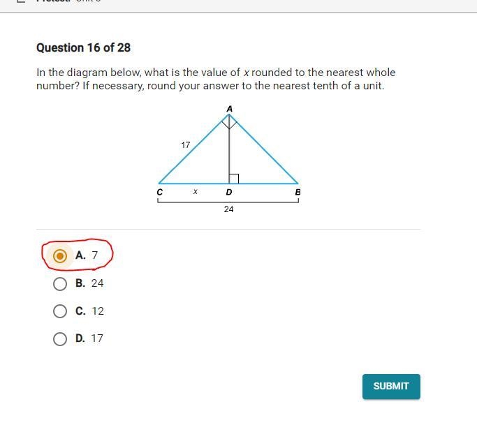 In the diagram below, what is the value of x rounded to the nearest whole number? If-example-1