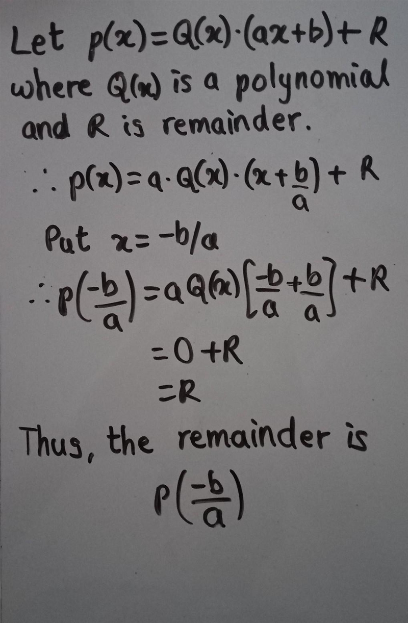 PLEASE ANSWER FAST!! Prove that when a polynomial p (x) is divided by a first degree-example-1