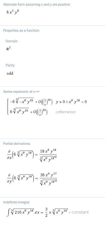 What is the cube root of 216x9 y18 ? A. 4x3 y6 B. 6x3 y6 C. 72x6 y15 D. 213x6 y15-example-2