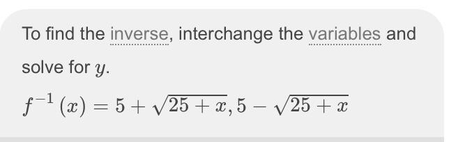 Choose the inverse of y = x2 – 10x-example-1