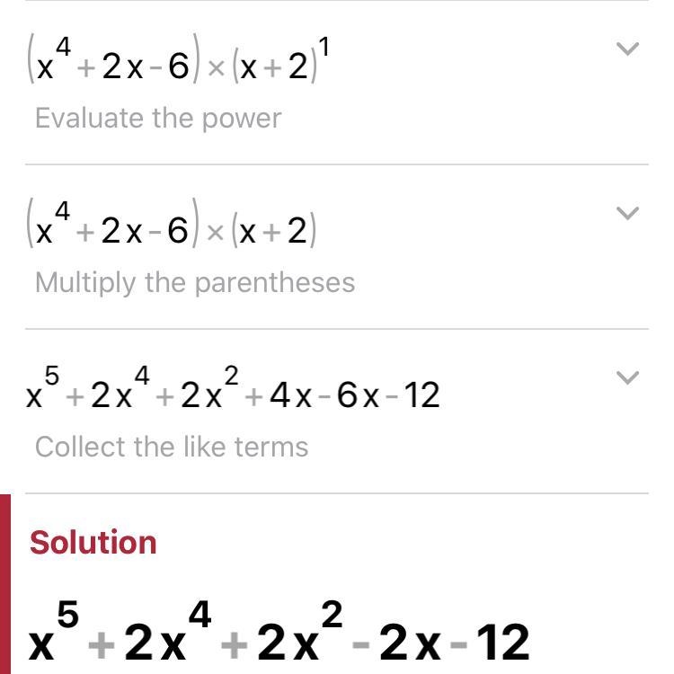 ( {x}^(4) - 3x + 5x - 6) / {(x + 2)}^( - 1) I cant figure out how to solve this using-example-1