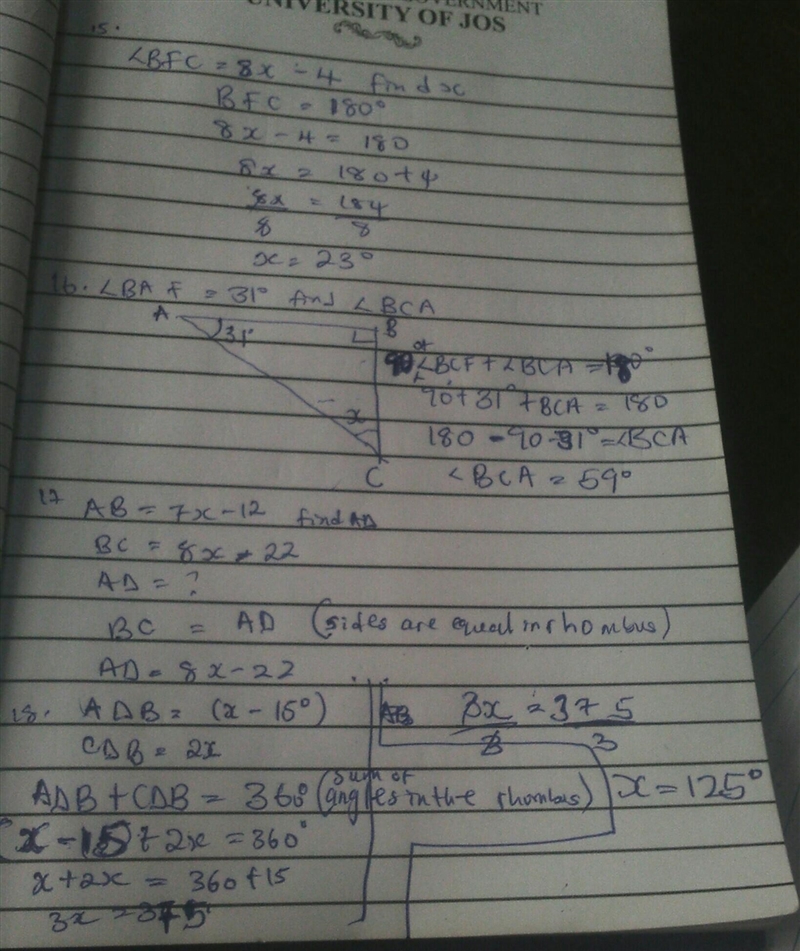 Please help!! Use rhombus ABCD and the given information to solve #15-18. 15) If mZBFC-example-1