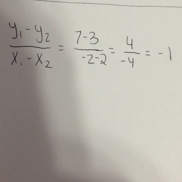 What is the slope of the line that contains the point ( -2, 7) and (2,3)​-example-1