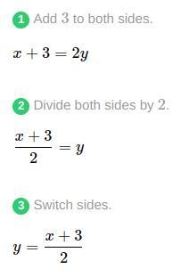 Solve the equation foy y: x=2y-3-example-1