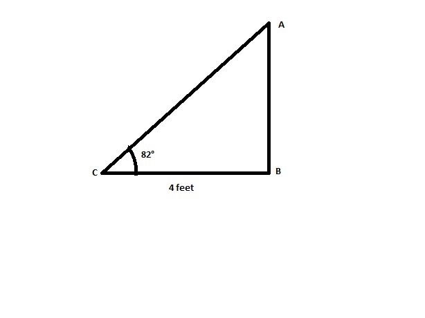 A ladder is leaning against a wall and make an 82 degree angle of elevation with the-example-1