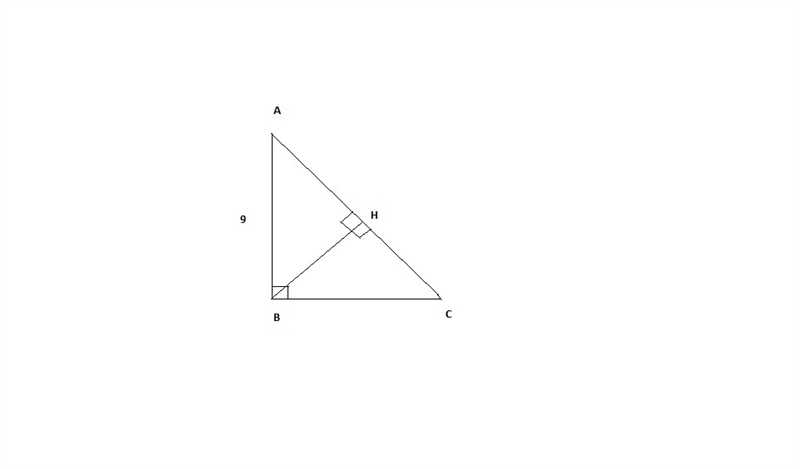 In triangle △ABC, ∠ABC=90°, BH is an altitude. Find the missing lengths. AB=9, and-example-1