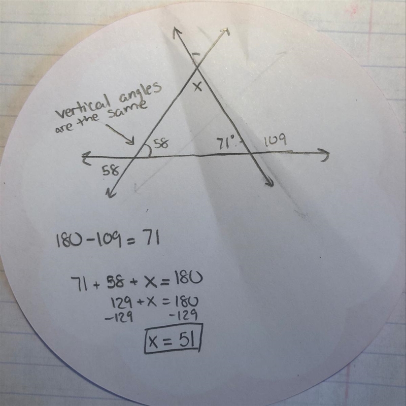 Help me with this problem? Please? Finding an angle measure given extended triangles-example-1