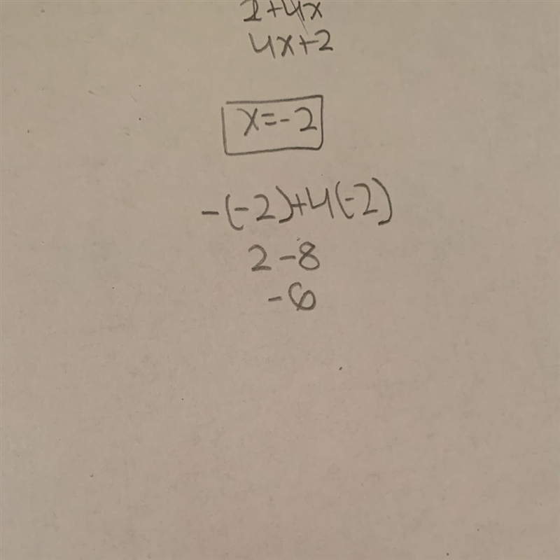 Evaluate -x+4x when x=-2-example-1