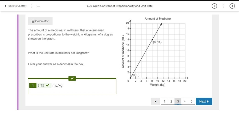 Item 3 The amount of a medicine, in milliliters, that a veterinarian prescribes is-example-1