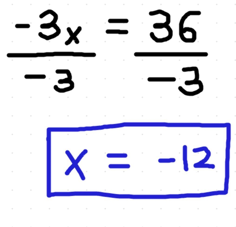 Solve - 3x = 36 for x.-example-1