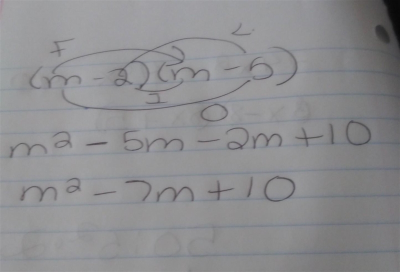 I need to know how to Factor (m-2)(m-5)-example-1