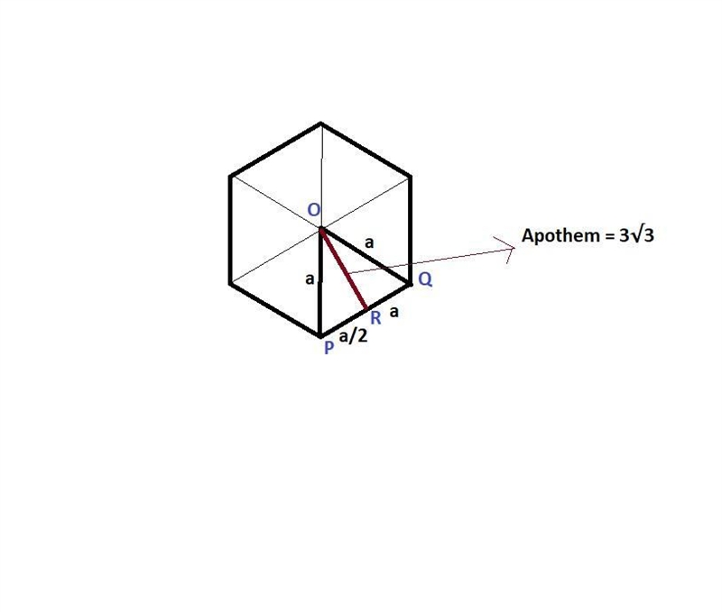 Find the area of a regular hexagon with apothem 3√ 3 mm. Round to the nearest whole-example-1