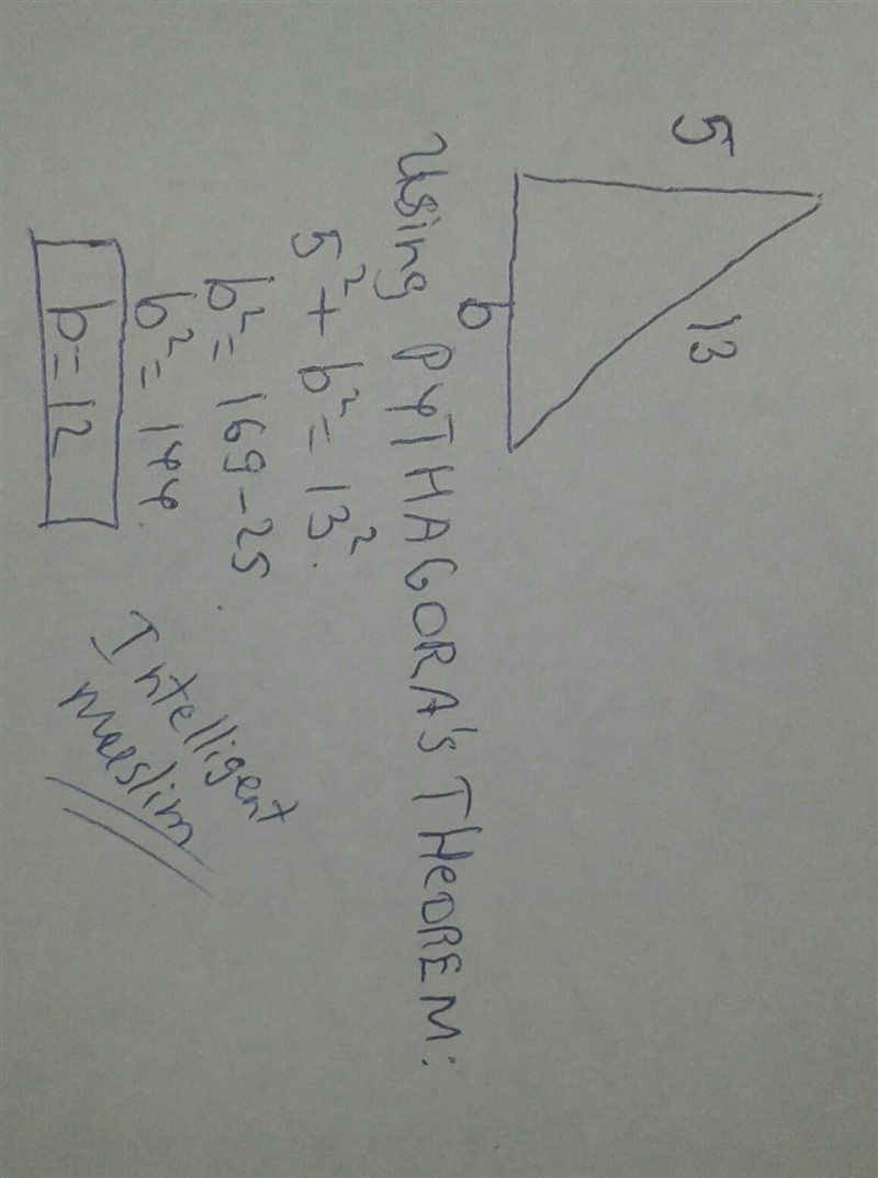 Ms. Green tells you that a right triangle had a hypotenuse of 13 and a leg of 5. She-example-1