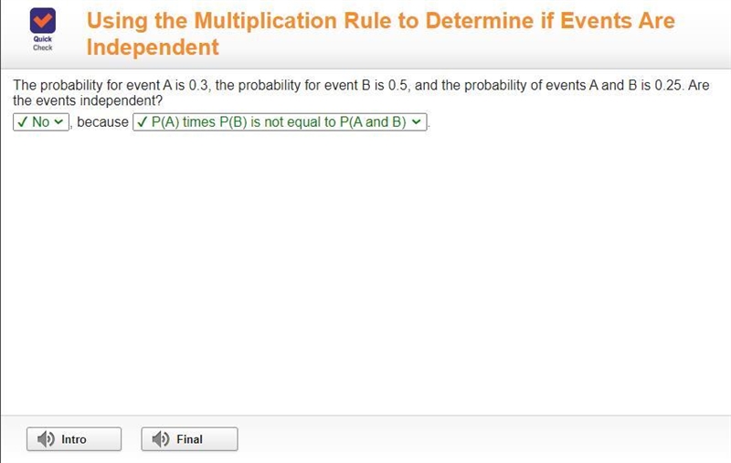 The probability for event A is 0.3, the probability for event B is 0.5, and the probability-example-1