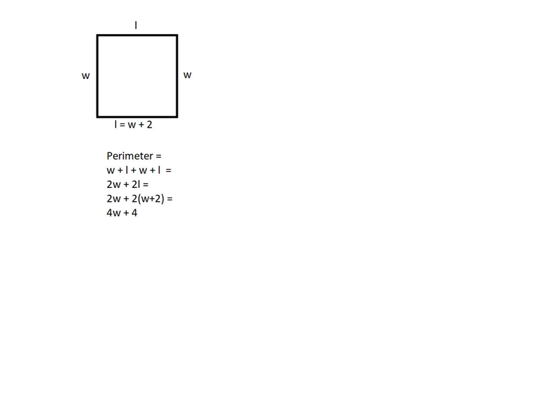 A rectangle with a perimeter of 40m is 2m7, longer than it is wide. Determine the-example-1