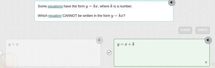 Some equations have the form y=kx, where k is a number. Which equation CANNOT be written-example-3