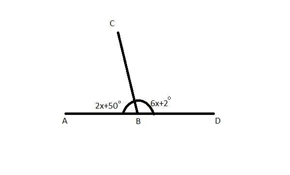 M∠ABDm, angle, A, B, D is a straight angle. \qquad m \angle ABC = 2x + 50^\circm∠ABC-example-1