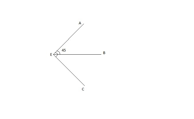 We are given that m∠AEB = 45° and ∠AEC is a right angle. The measure of ∠AEC is 90° by-example-1