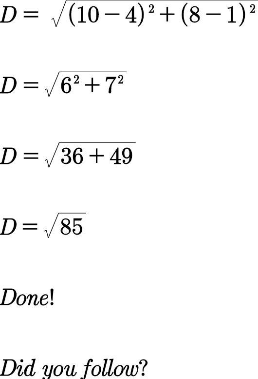 Distance between (4,1) and (10,8)-example-1