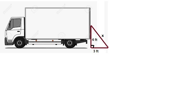 A ramp extends from the back of a truck bed to the ground. The back of the truck bed-example-1