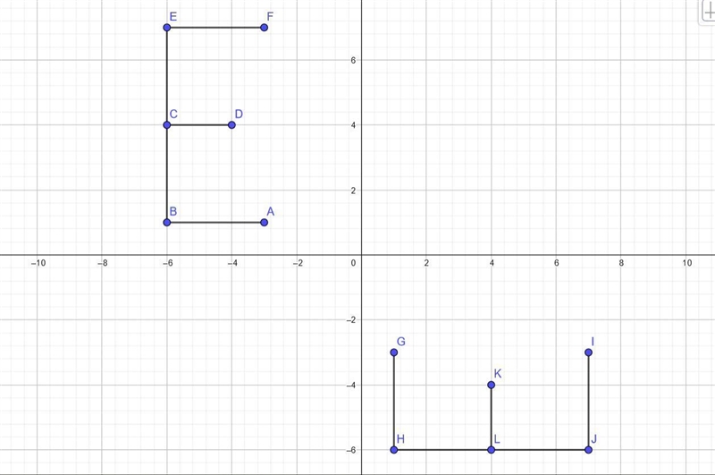 7. The letter is shown on the graph grid below. Transform the image using the function-example-1