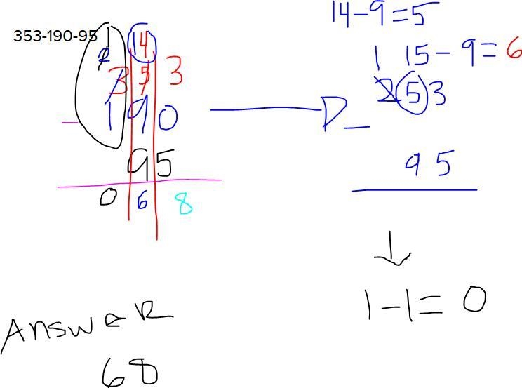 I meant to type 353-190-95 how do I break it down n solve it step by step?​-example-2