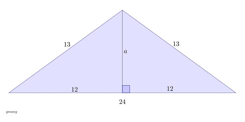 In the length of each leg of an isosceles triangle is 13 and the base is 24, the length-example-1