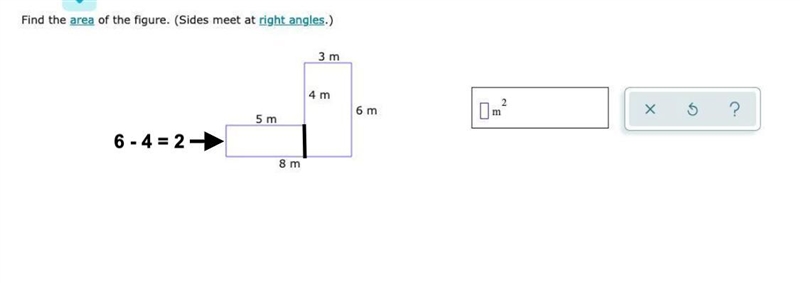 Find the area of the figure. (Sides meet at right angles.)-example-1