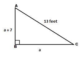 A boats sail is a right triangle . The length of one side of the sail is 7 feet more-example-1