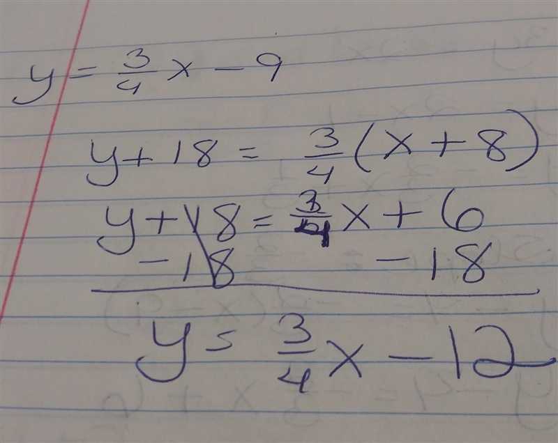 Write an equation for the line that is parallel to the given line and that passes-example-1