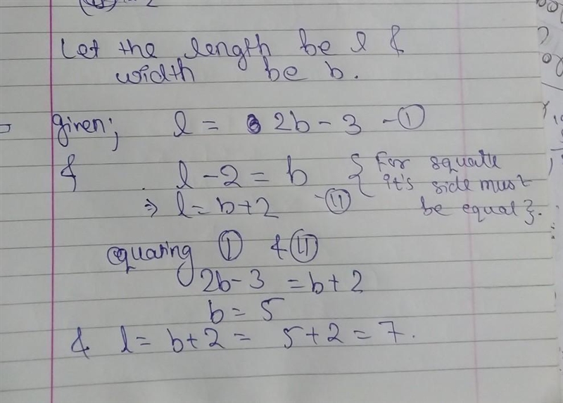 The length of a rectangle is three less than twice the width. If you decrease the-example-1