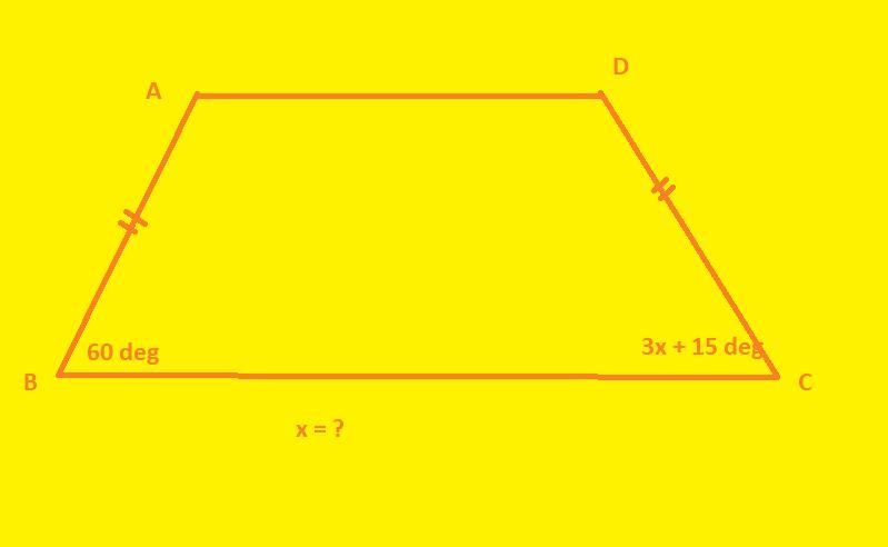 ABCD is an isosceles trapezoid with AD II BC, mZB = 60°, and mZC = (3x +15) Solve-example-1